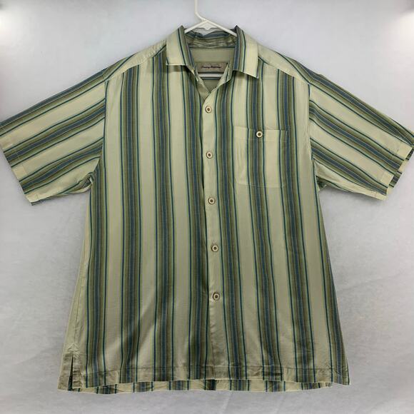 Tommy Bahama Striped Short Sleeve Casual Mens Button Down Shirt Size M - Picture 1 of 14